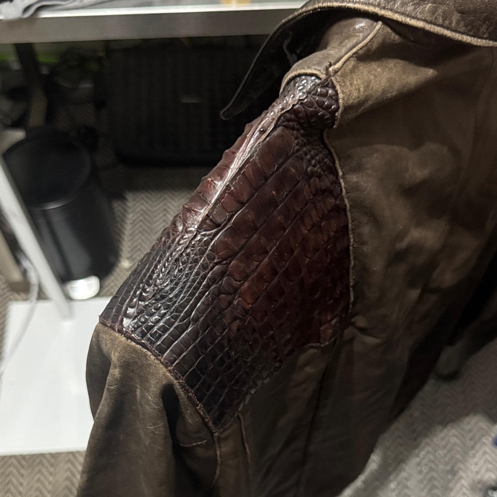 Continental Fashions Leather Crocodile Bomber Jacket 1970s - Picture 6 of 10